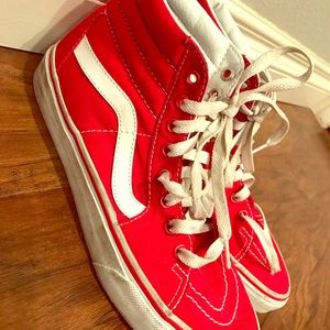 Red and white old school vans